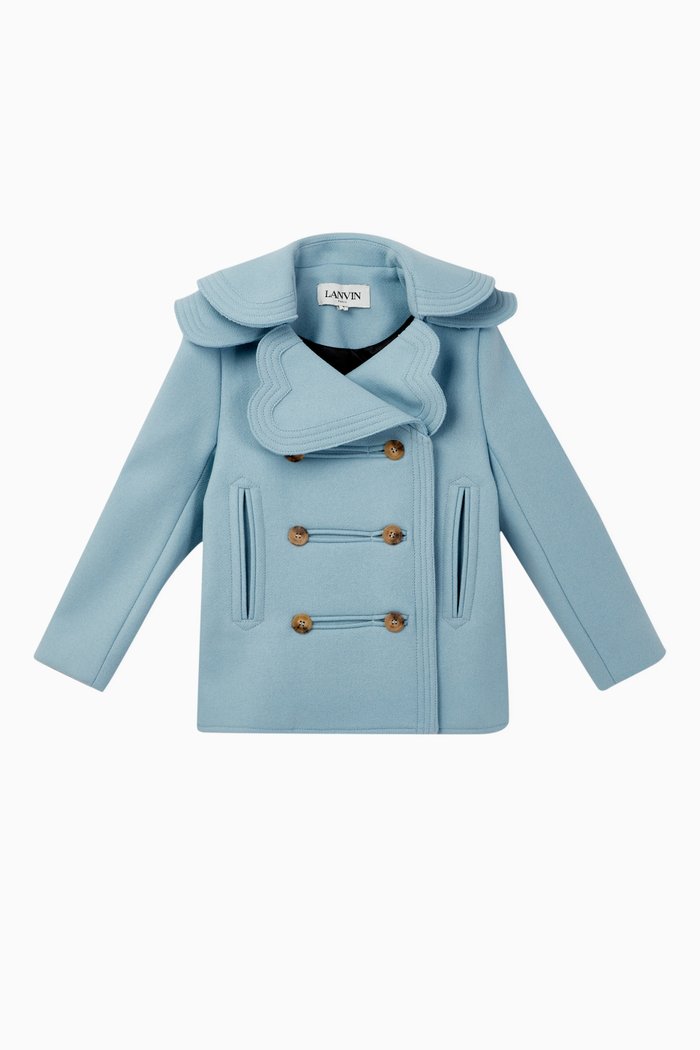 

Double-Breasted Wool Blend Coat, Blue