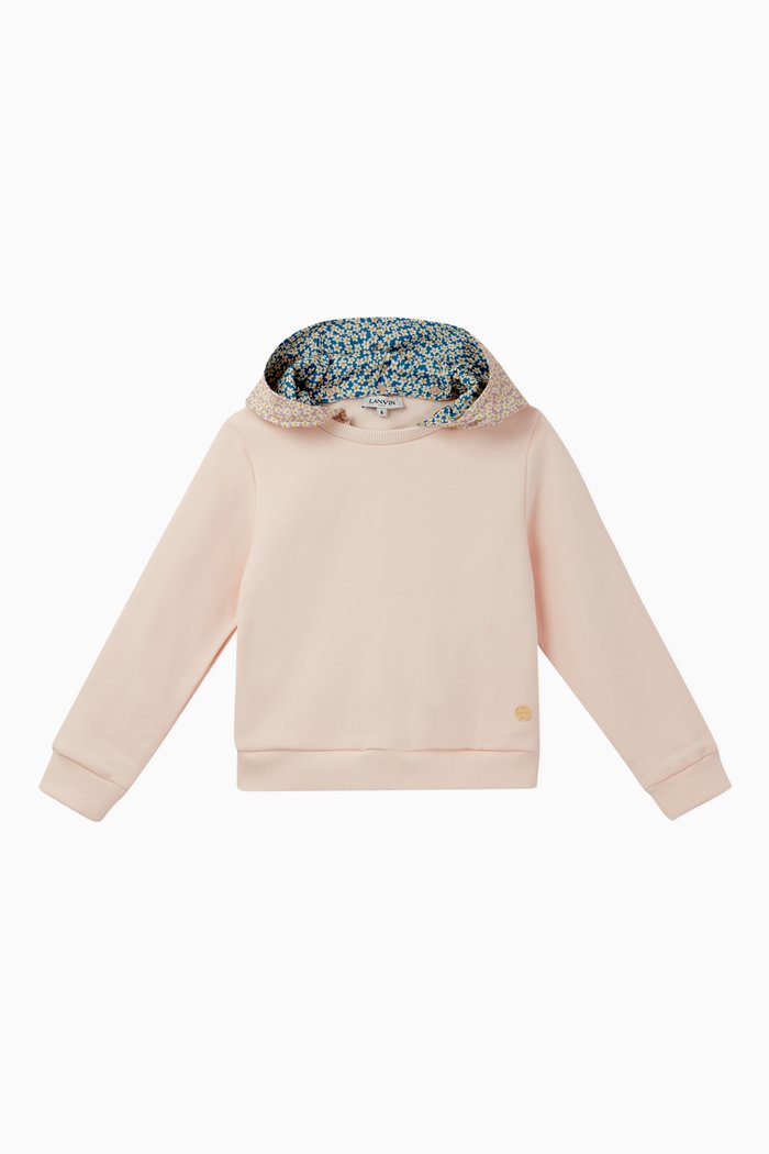 

Cotton Fleece Hooded Sweatshirt, Pink