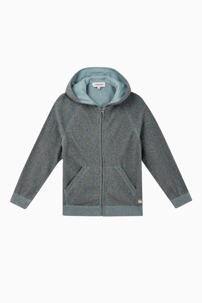

Lurex Knit Hoodie, Blue