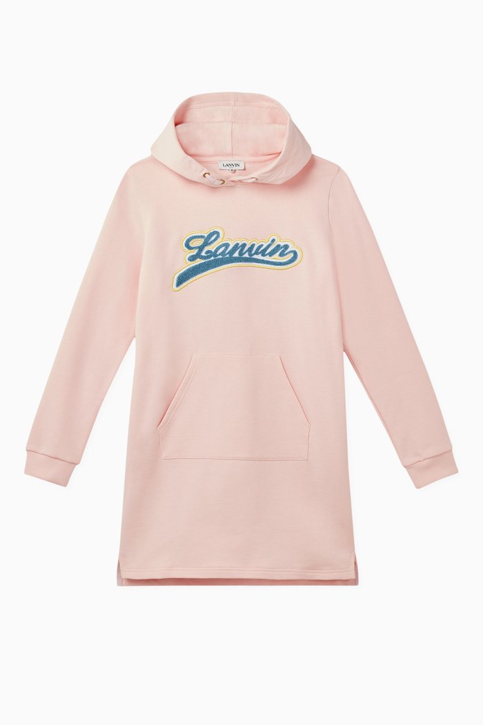 

Logo Patch Cotton Hooded Dress, Pink