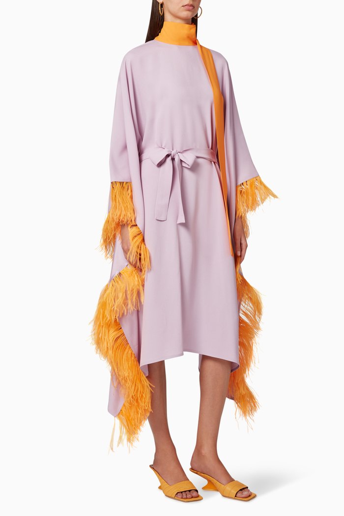 

Casta Diva Feather-Trimmed Crepe Dress, Purple