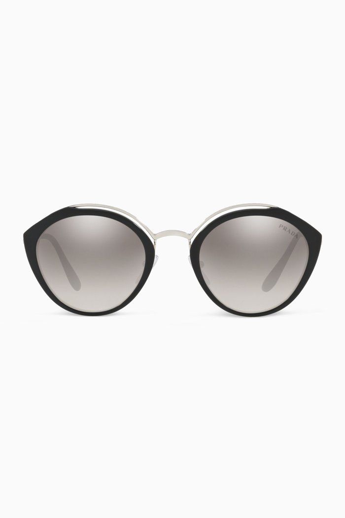 

Panto Mirrored Sunglasses in Metal, Black