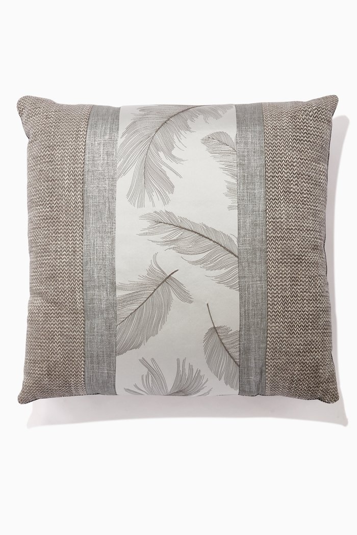 

Feather Embroidered Cushion, 60 x 60, Multicolour