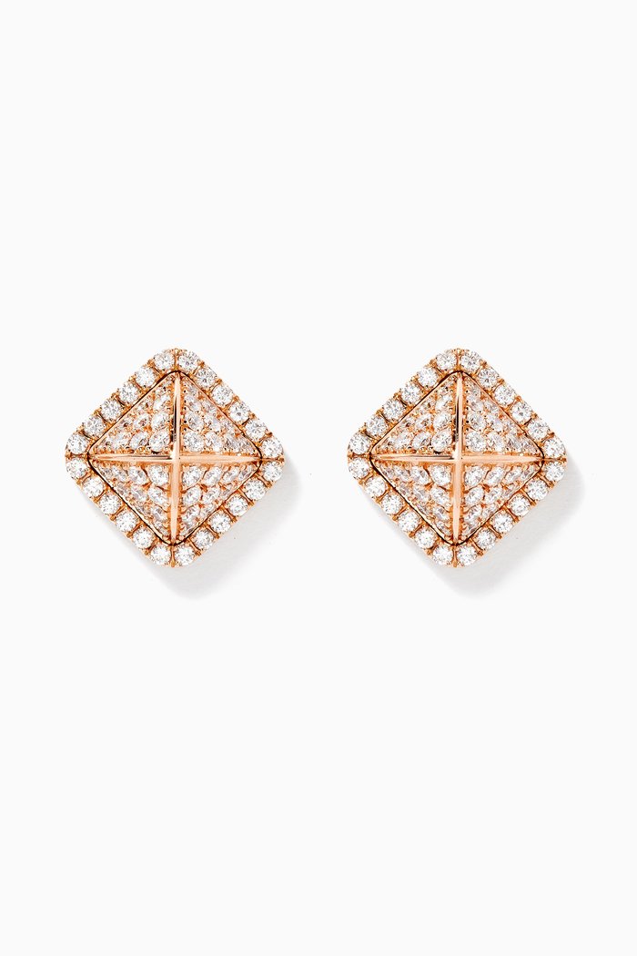 

Cleo Full Diamond Pyramid Stud Earrings in 18kt Rose Gold