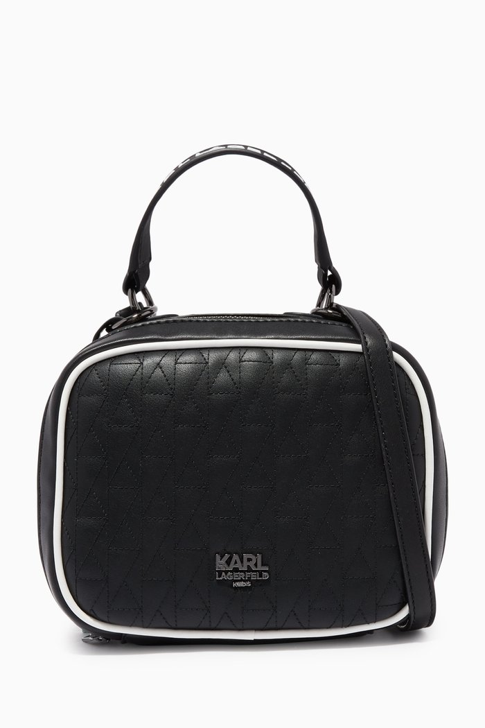 

Logo Shoulder Bag in Matelassé PU, Black