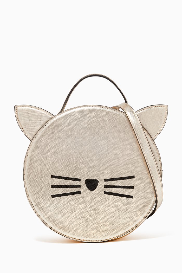 

Choupette Address Logo Crossbody Bag in Metallic PU, Neutral
