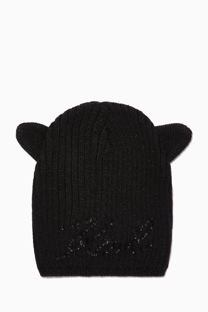 KARL Signature Beanie Hat, Black