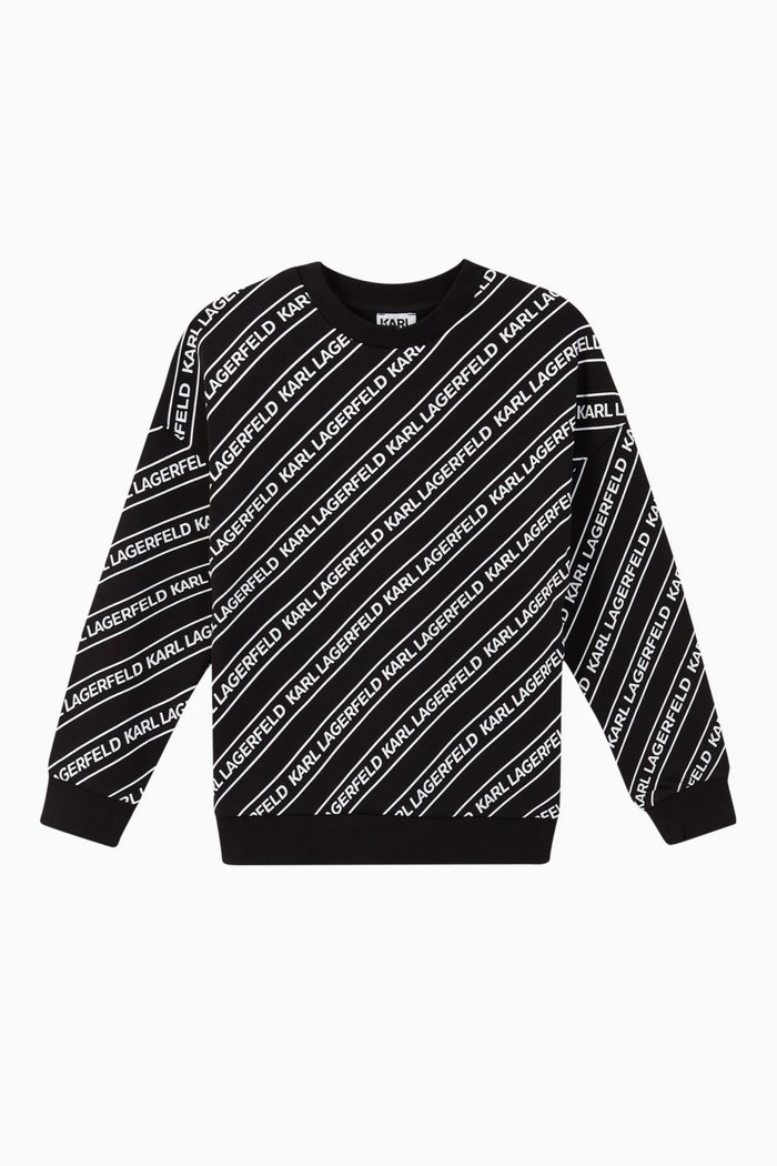 

Striped Logo Knit Sweatshirt, Black