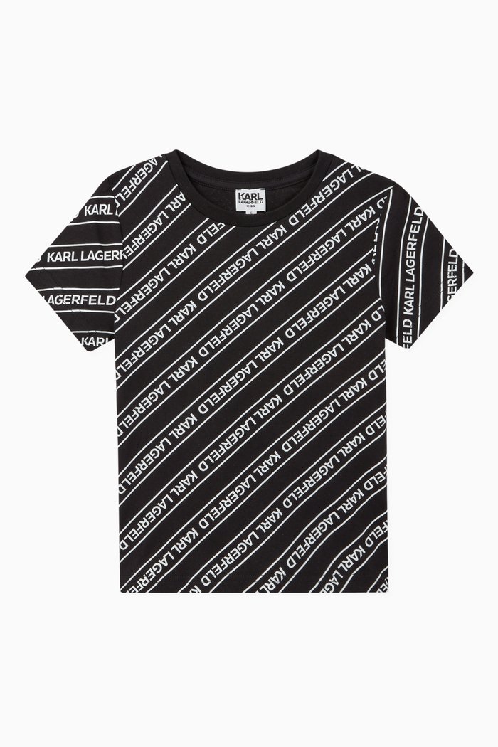 

Striped Logo Cotton T-Shirt, Black