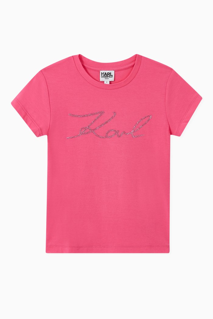 

KARL Signature Cotton T-Shirt, Pink