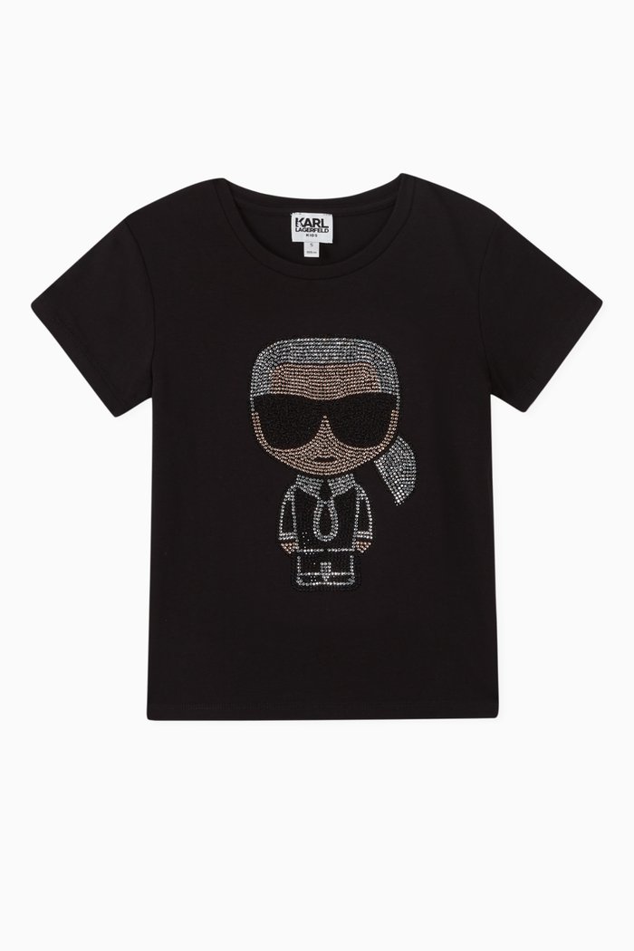 

K/Ikonik Studded Print Cotton T-Shirt, Black