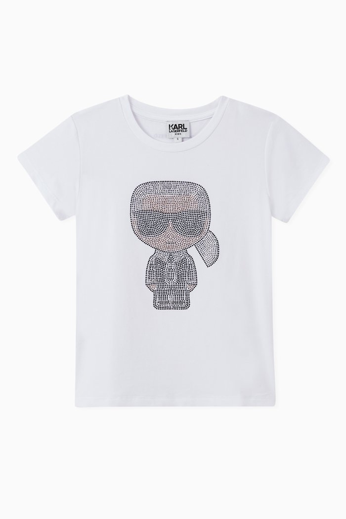 

K/Ikonik Studded Print Cotton T-Shirt, White