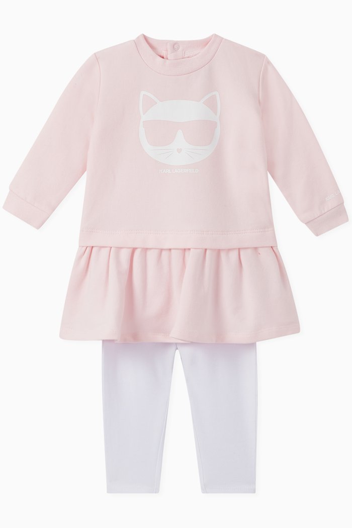 

Choupette Cotton Dress & Leggings Set, Pink