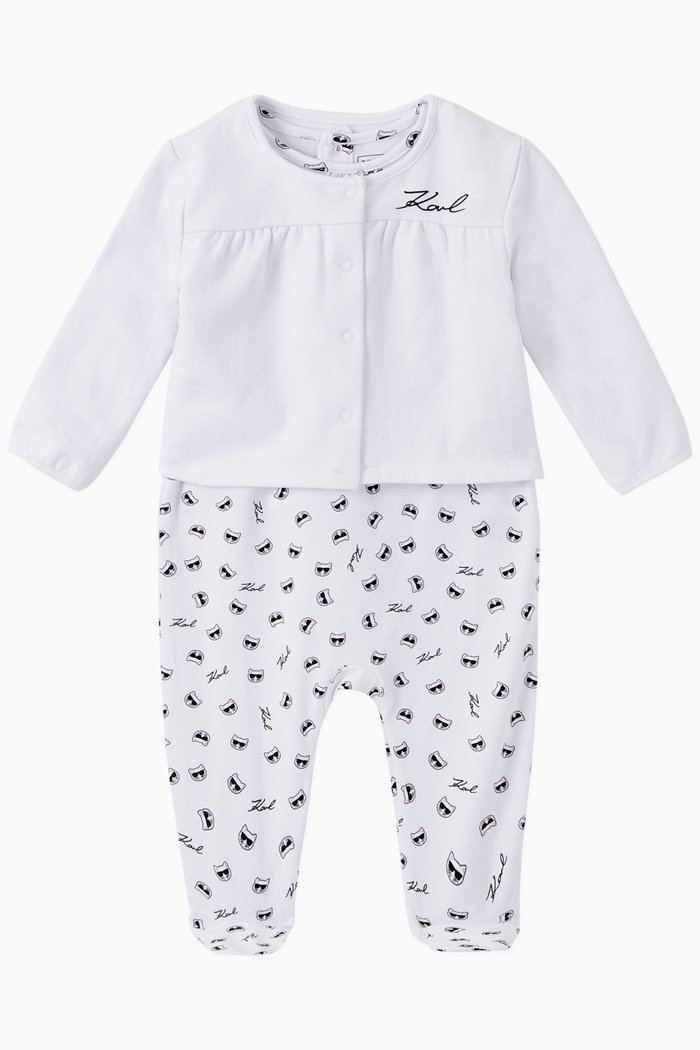 

KARL Signature Choupette Sleepsuit Set, White