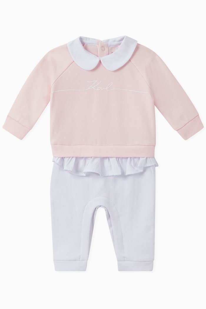 

KARL Signature Print Romper, Pink