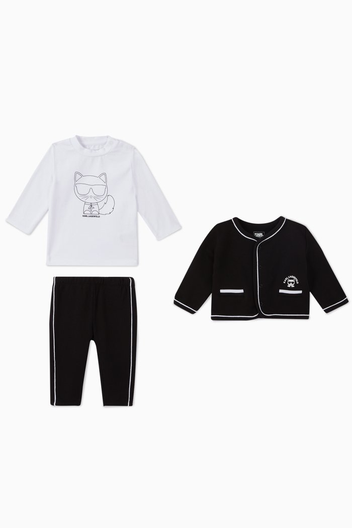 

Choupette Print Cotton Tracksuit Set, Black