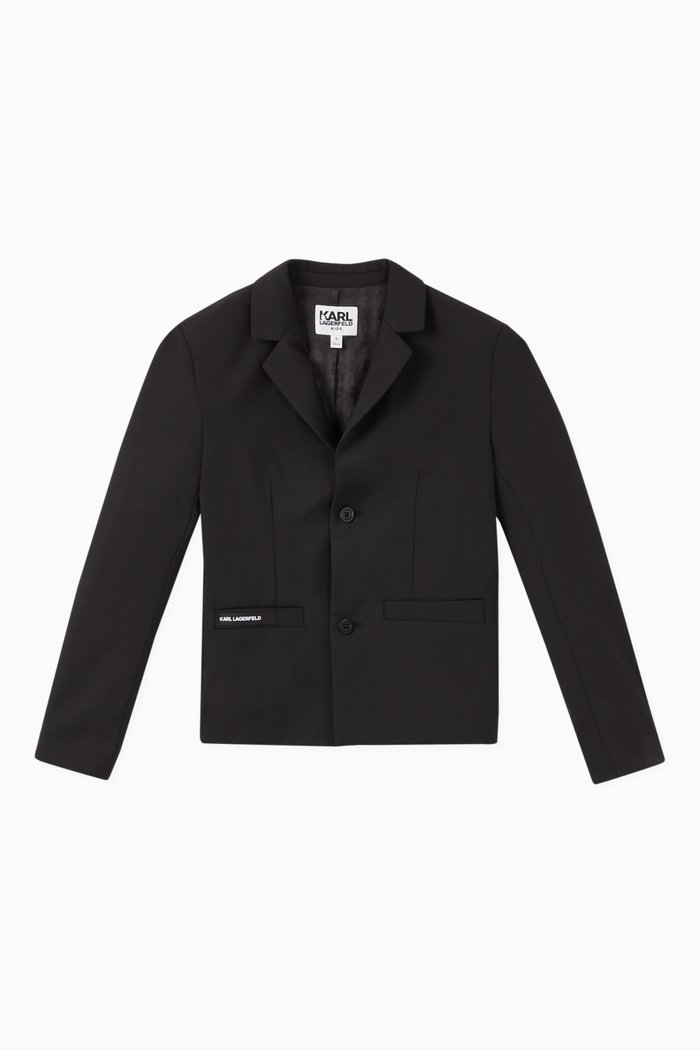 

Logo Wool Blend Suit Jacket, Black