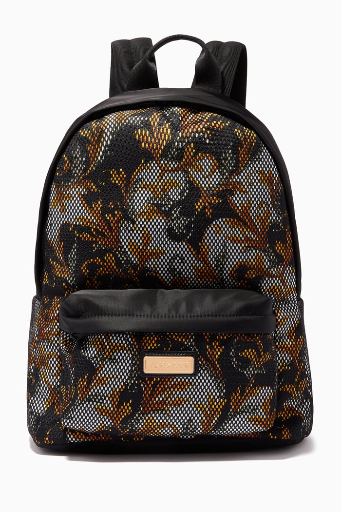 Backpack in Acanthus Mesh Nylon, Black