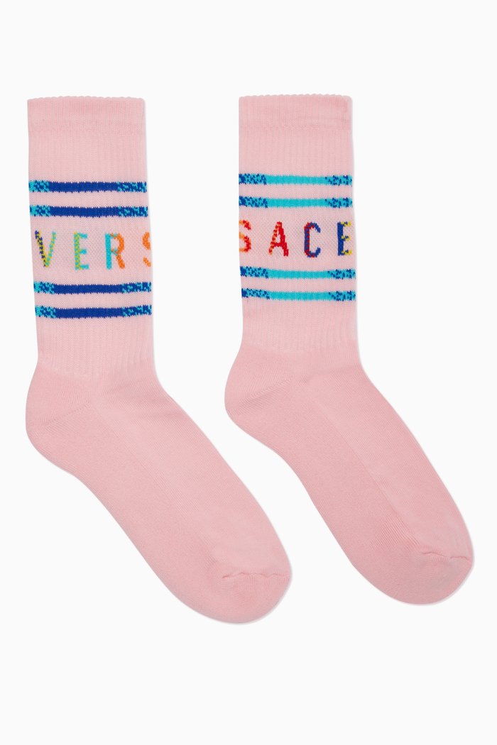 

Logo Cotton Blend Knit Socks, Pink