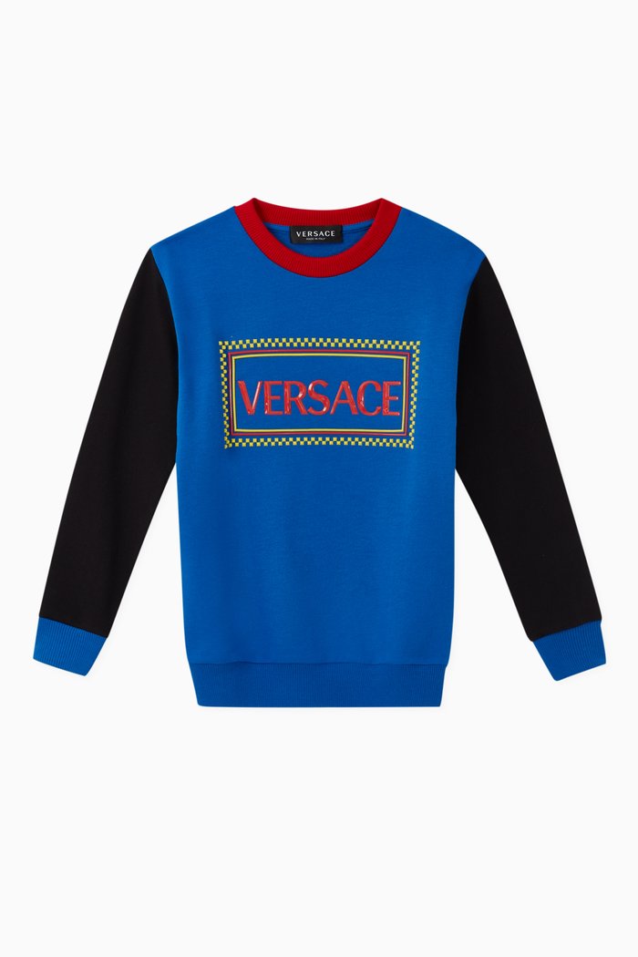 

Rubberised 90s Vintage Logo Cotton Sweatshirt, Blue
