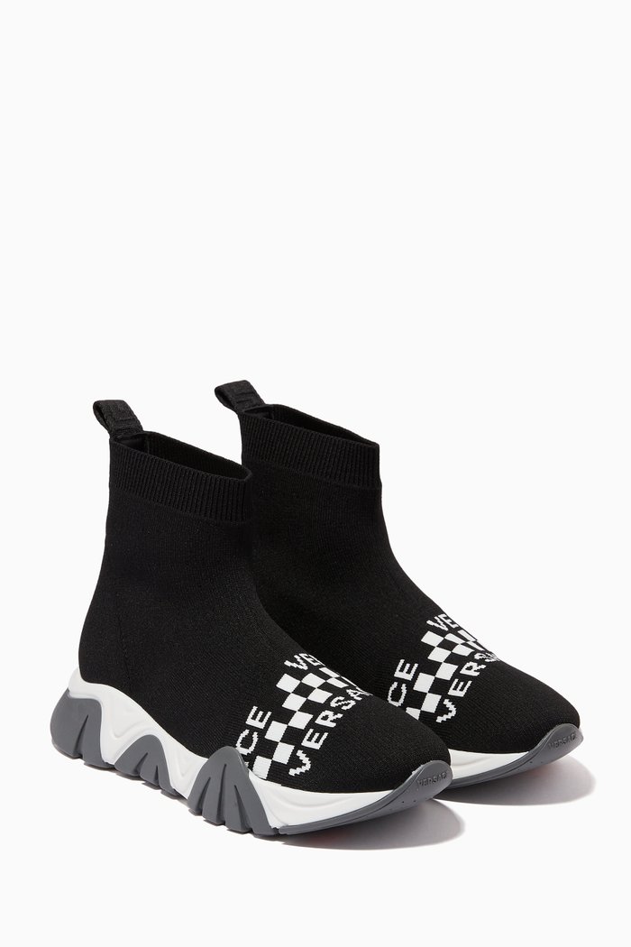 

Logo Jacquard Sock Sneakers in Knit, Black