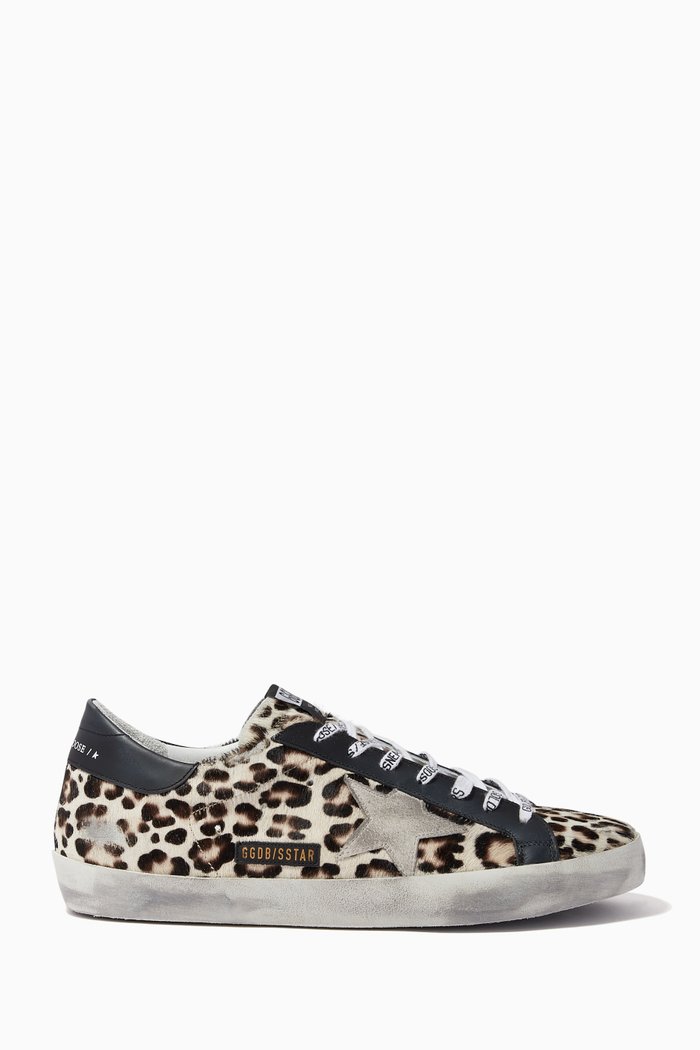 

Super-Star Sneakers with Suede Star in Leopard-Print Leather, Multicolour
