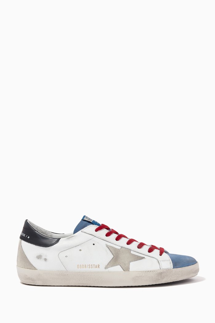 

Super-Star Sneakers with Suede Star in Leather, White