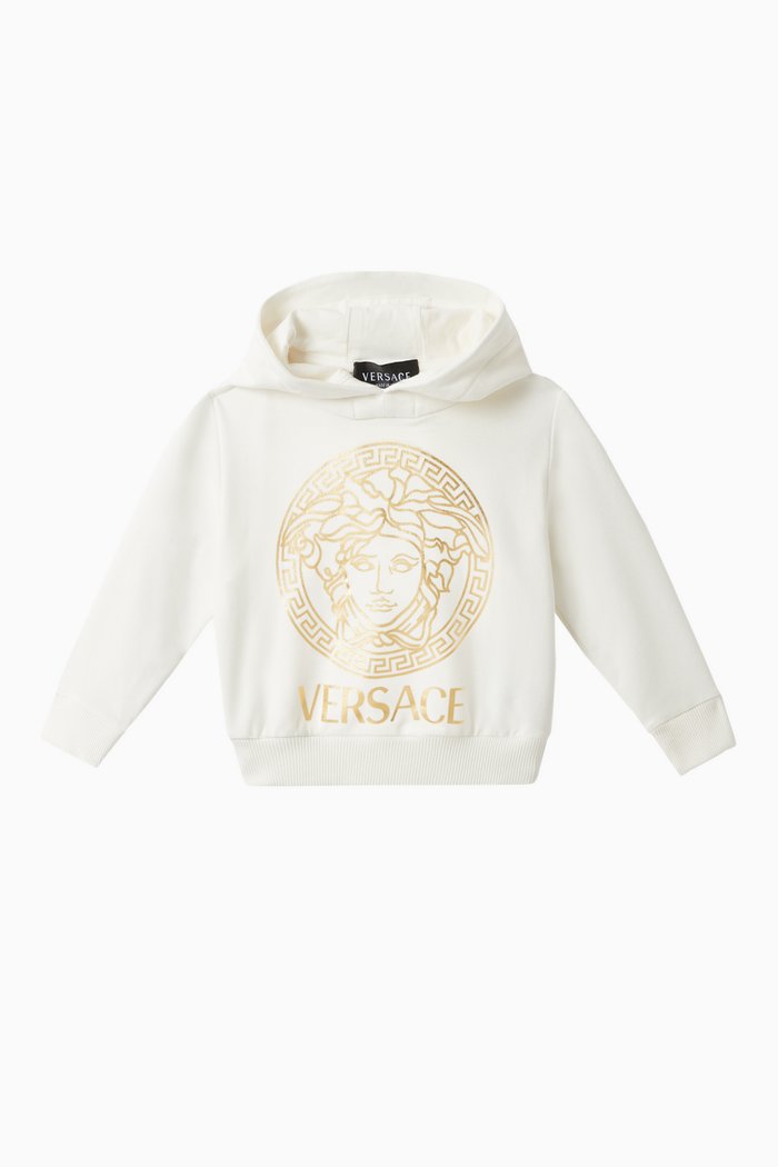 

Medusa & Logo Cotton Hoodie, White