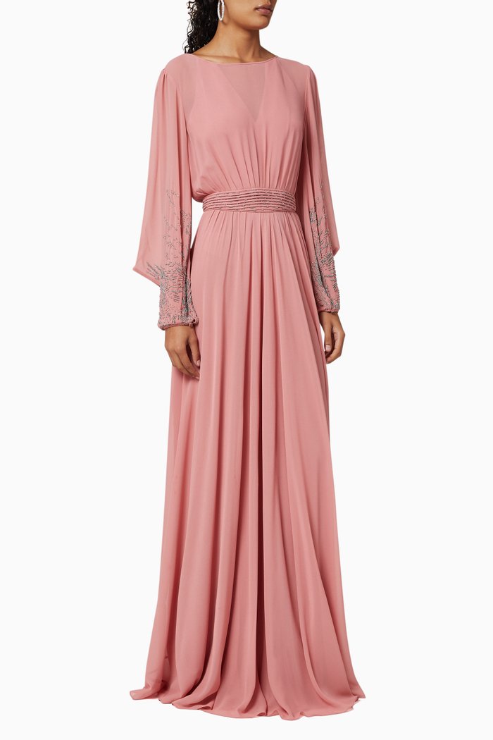 

Embellished Gathered Kaftan, Pink