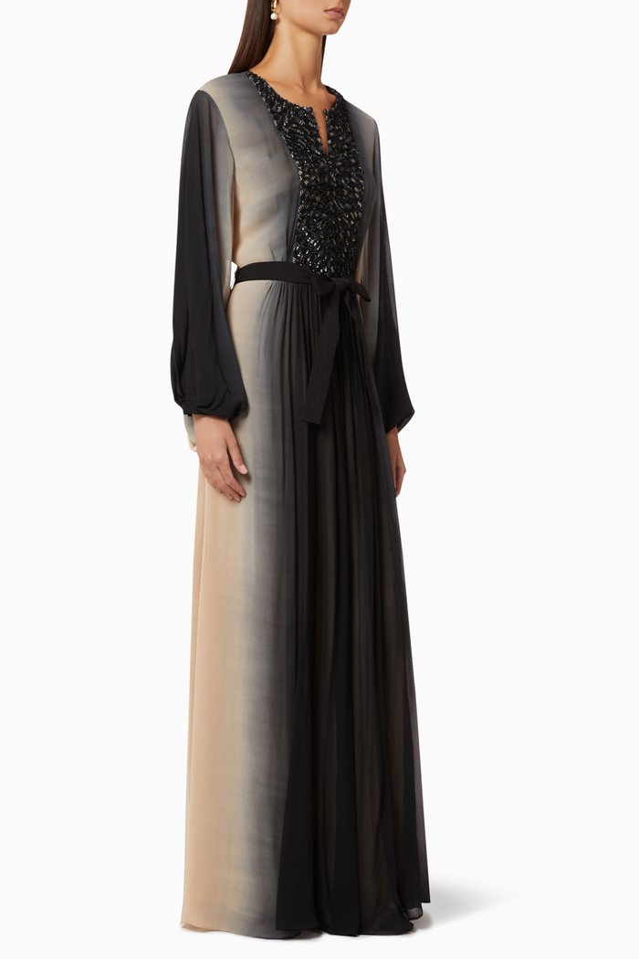 Embellished Belted Kaftan, Neutral