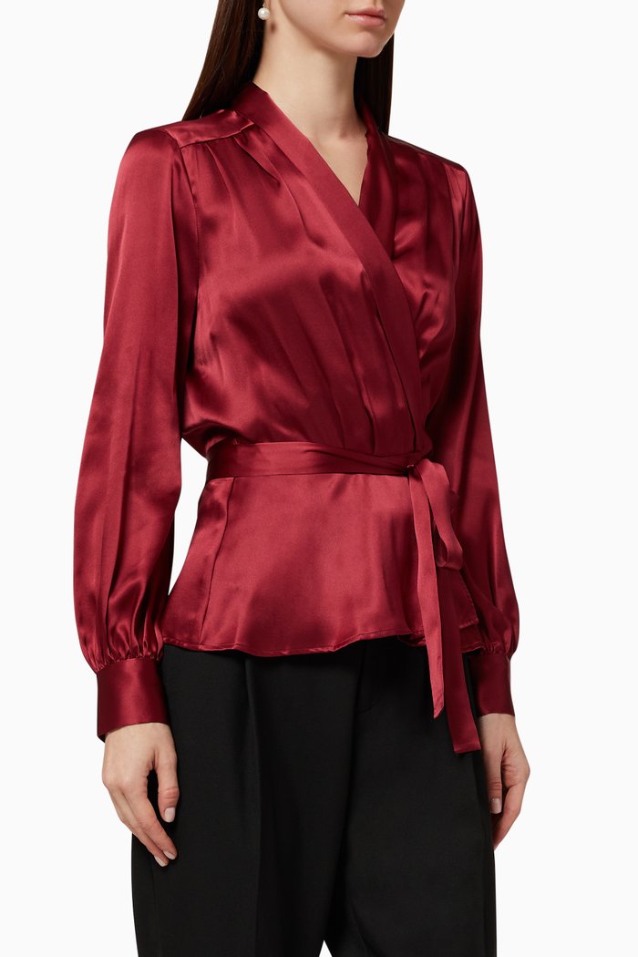 

Marsden Silk Wrap Blouse, Red