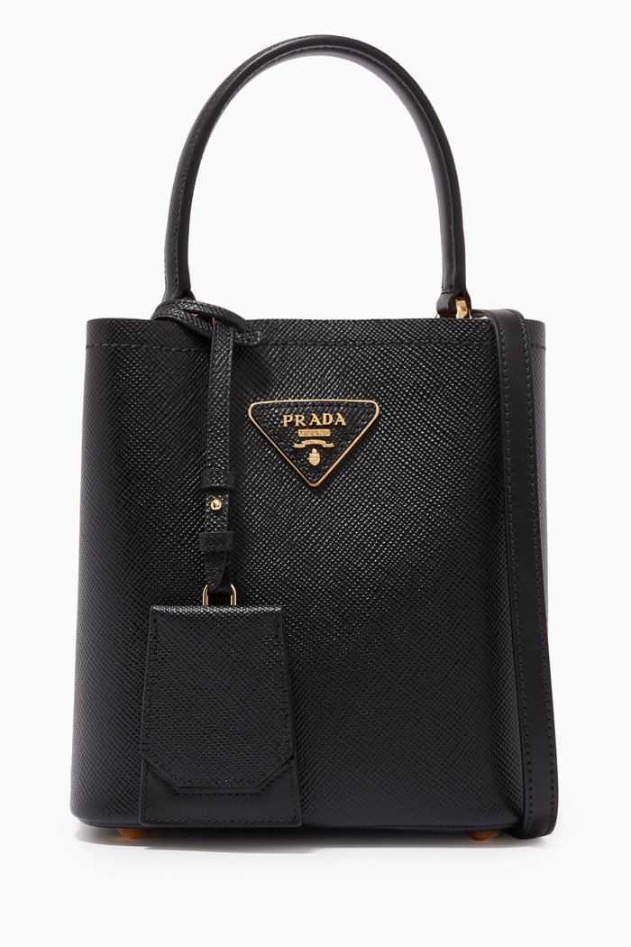 

Small Prada Panier Bag in Saffiano Leather, Black