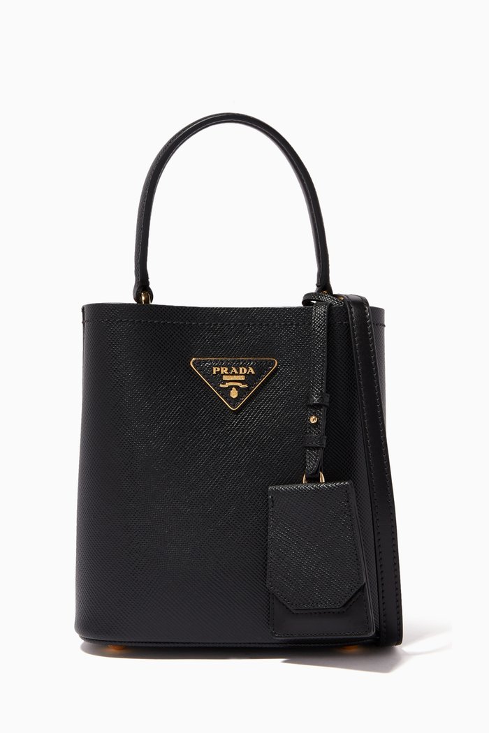 

Panier Mini Tote Bag in Saffiano Leather, Black