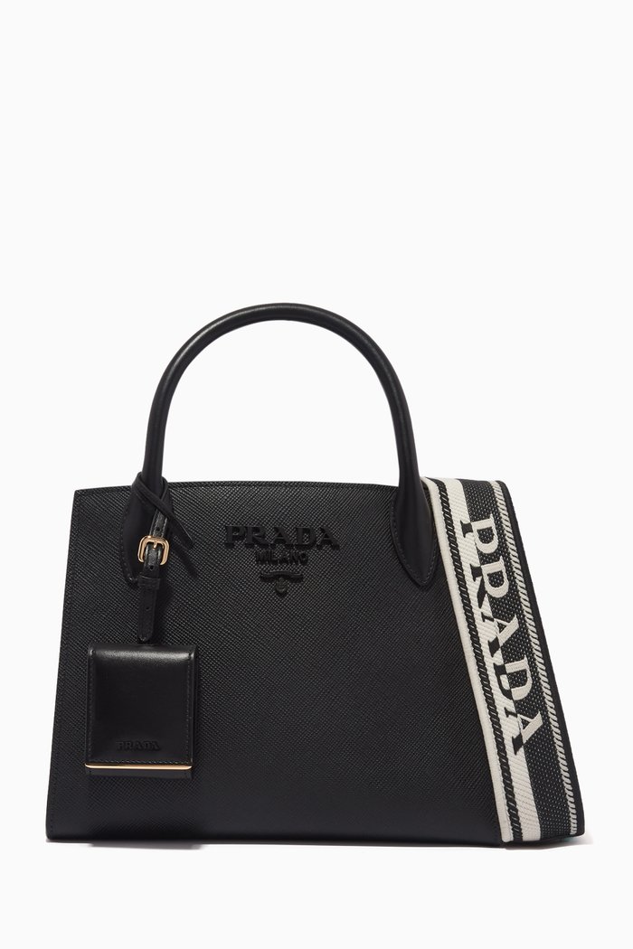 

Small Prada Monochrome Bag in Saffiano Leather, Black