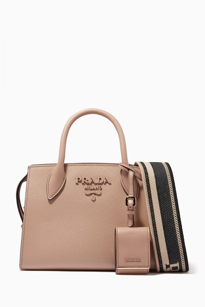 

Mini Monochrome Bag in Saffiano Leather, Neutral
