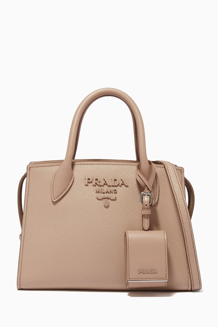 

Mini Monochrome Bag in Saffiano Leather, Pink