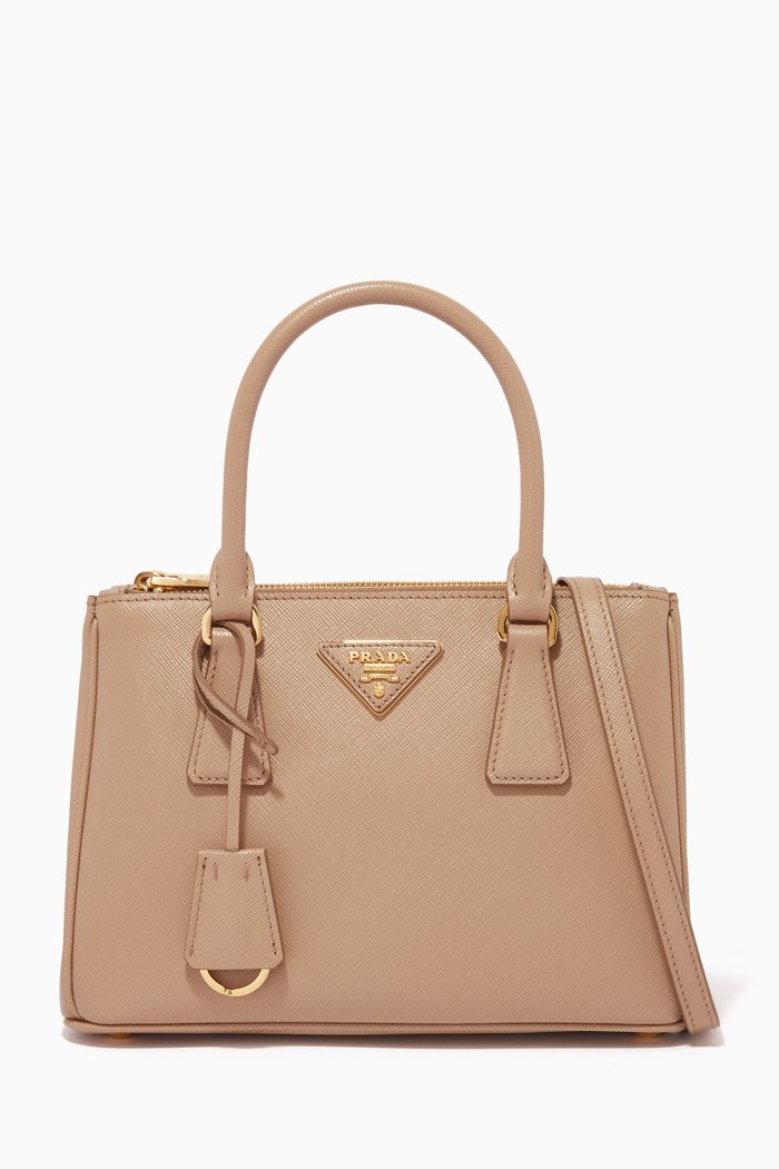 

Mini Prada Galleria Bag in Saffiano Leather, Neutral