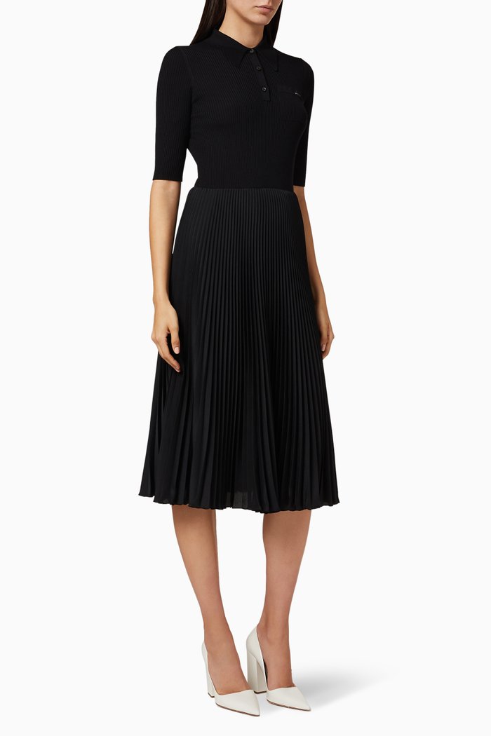 

Wool & Silk Crêpe de Chine Dress, Black
