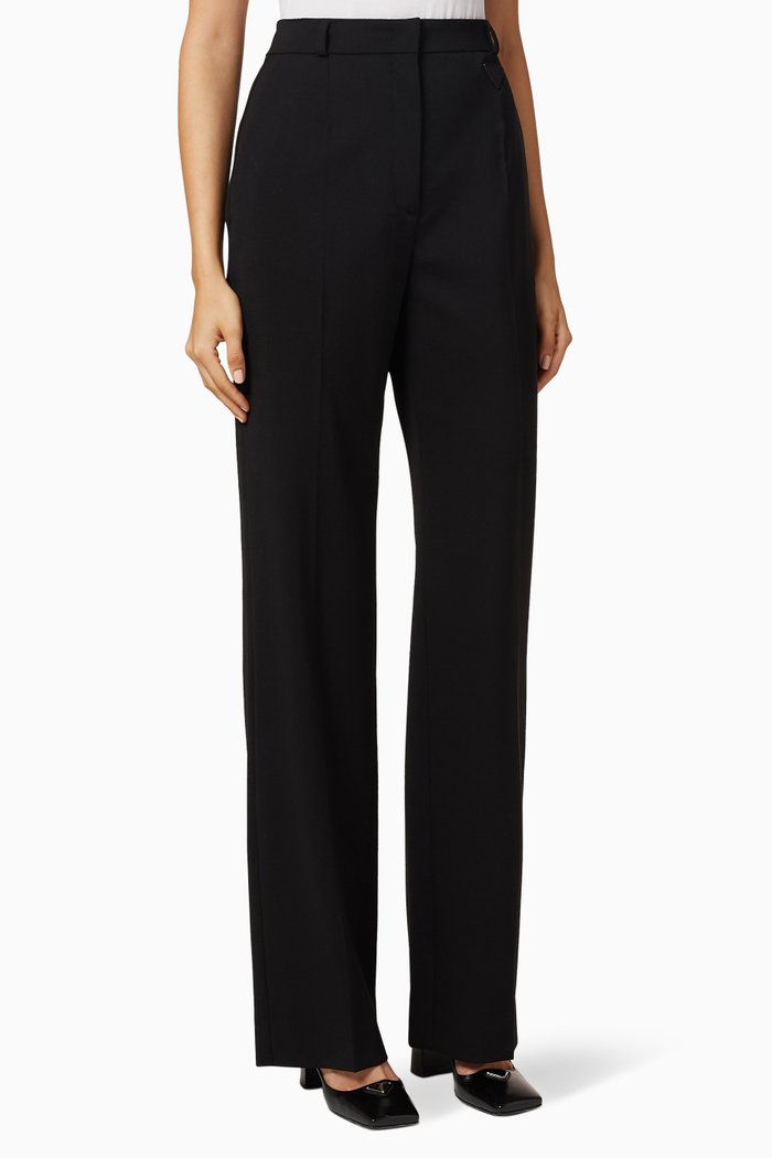 

Triangle Logo Wool Tailored Pants, Black