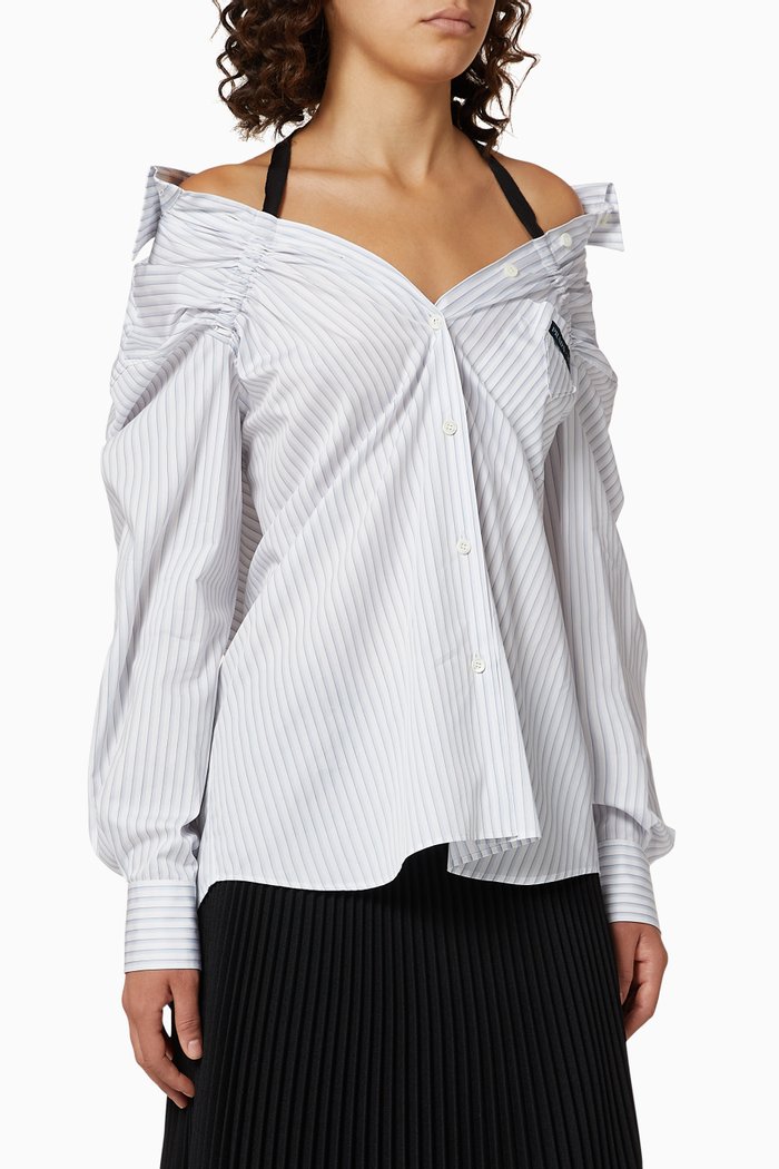 

Striped Cotton Shirt, Blue