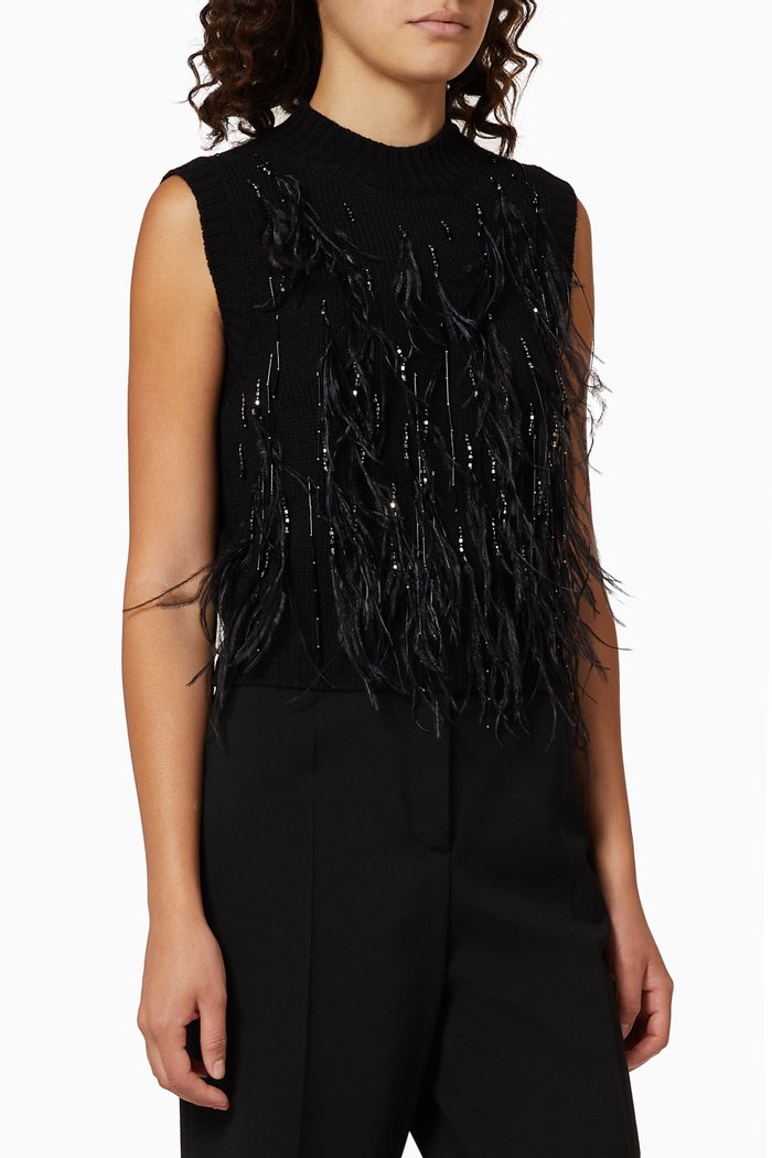 

Embellished Cashmere Top, Black