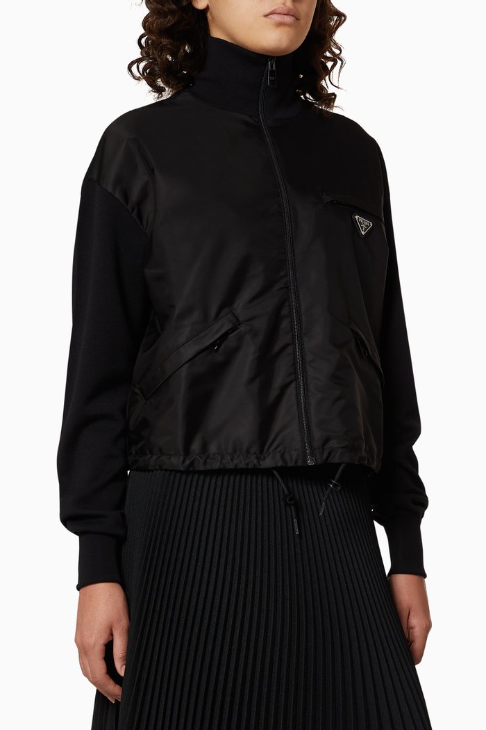 Triangle Metal Logo Nylon Jacket, Black