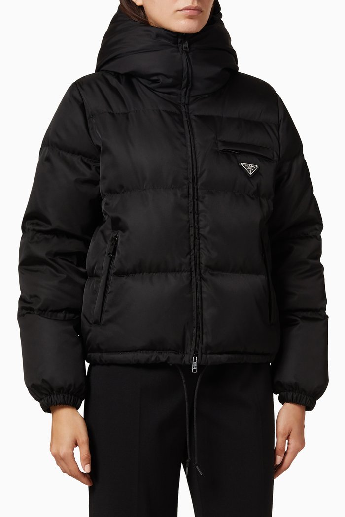 

Triangle Logo Recycled Nylon Down Jacket, Black