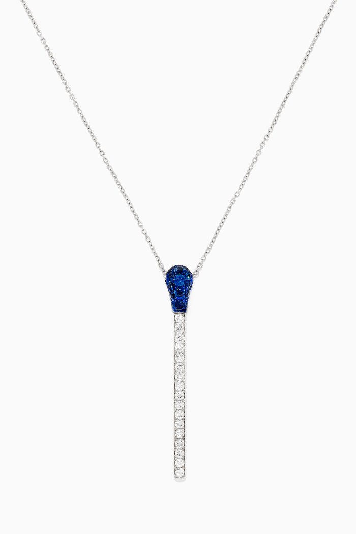 

Match Blue Sapphire & Diamond Necklace in 18kt White Gold