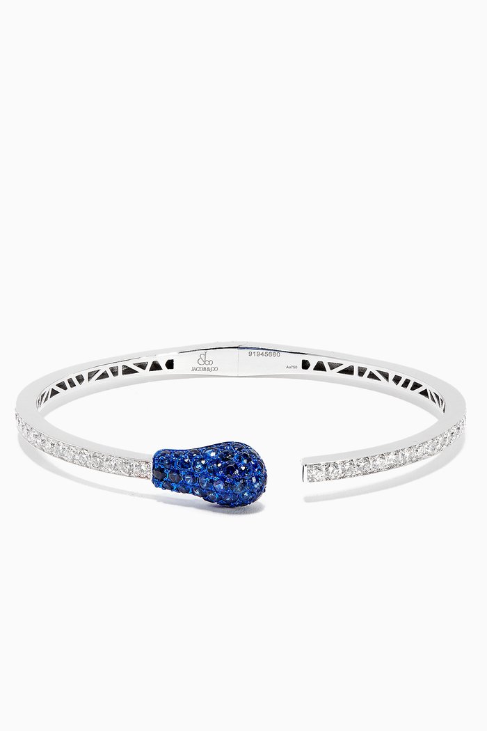 

Match Blue Sapphire & Diamond Cuff Bracelet in 18kt White Gold