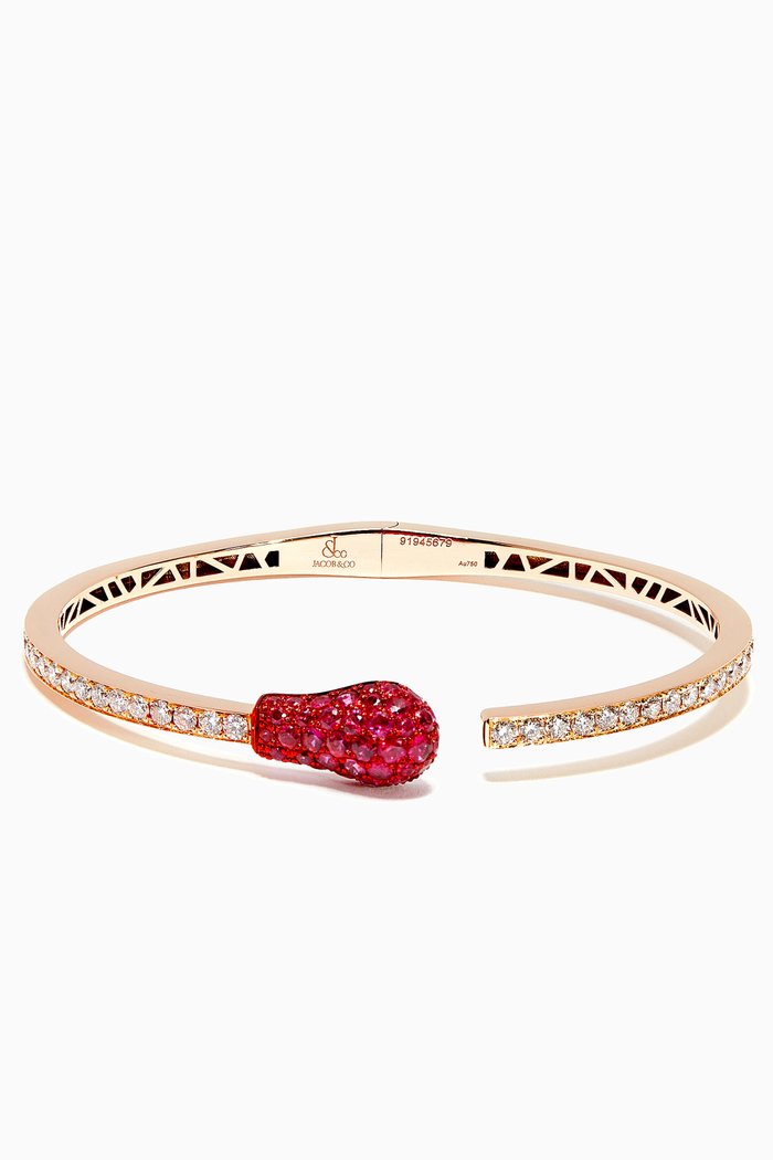 

Match Ruby & Diamond Cuff Bracelet in 18kt Rose Gold