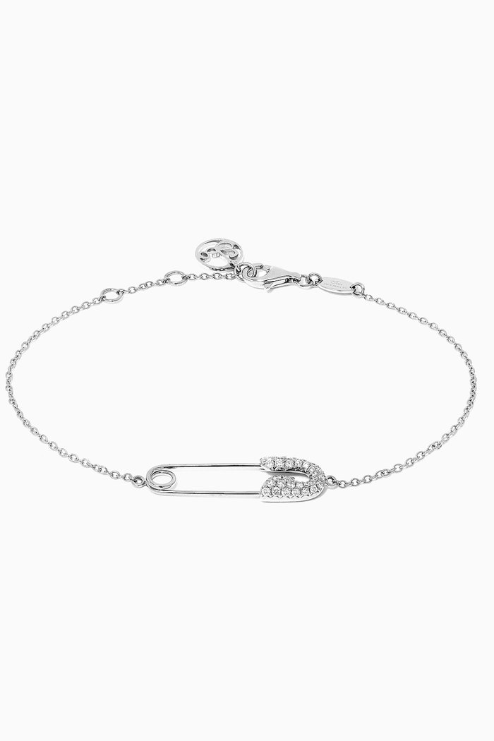 

Safety Pin Diamond Bracelet in 18kt White Gold