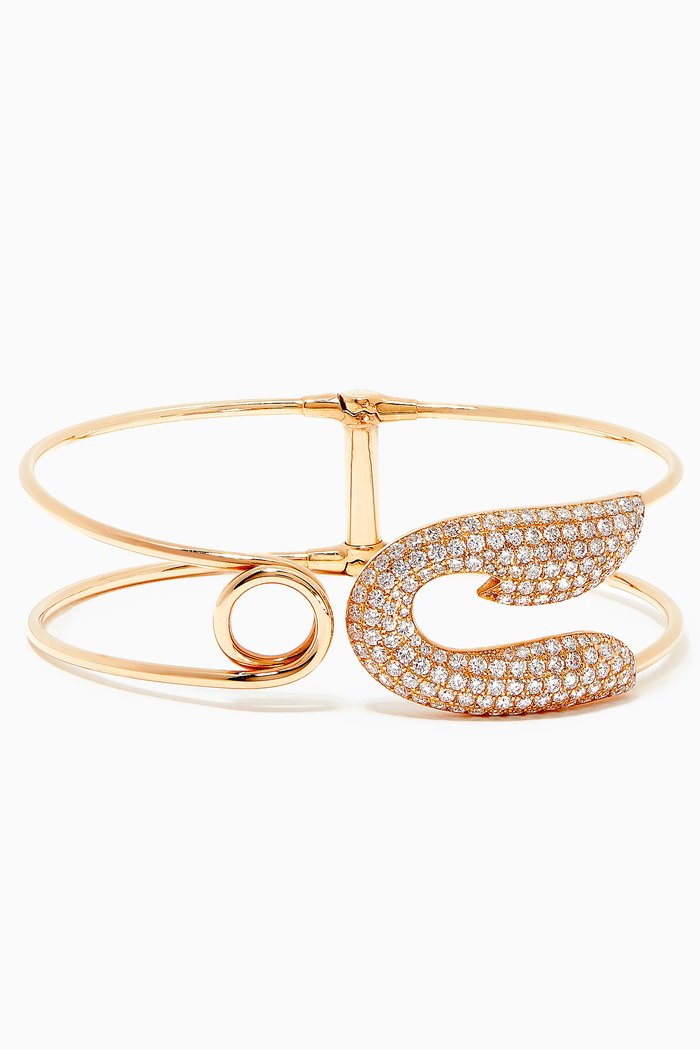 

Safety Pin Diamond Cuff Bracelet in 18kt Rose Gold