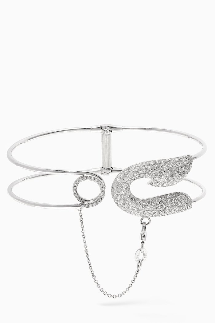 

Safety Pin Diamond Cuff Bracelet in 18kt White Gold