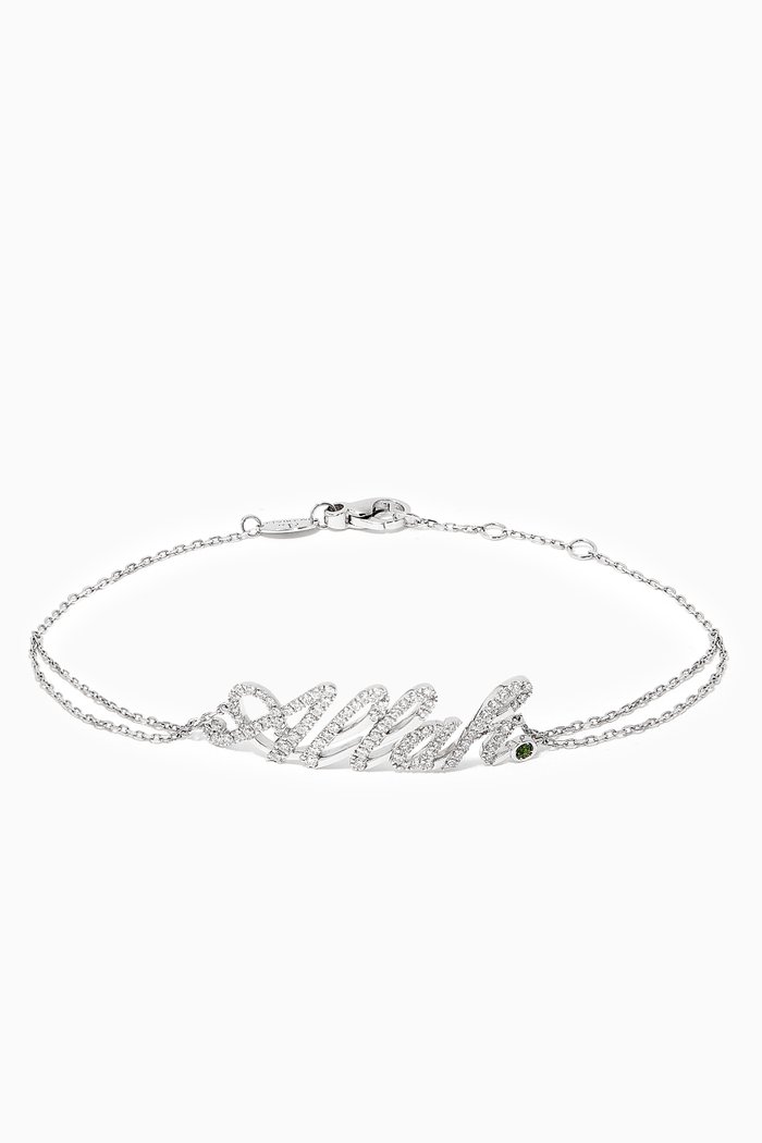 

Allah Green Topaz Diamond Bracelet in 18kt White Gold